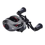 Abu Garcia MAX 40-60 Low Profile Reel, Fishing Reel, Low Profile Baitcast Reels, Predator Fishing, Pike, Zander, Catfish, Unisex, Grey/Red, 41 | Left Hand