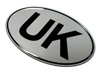 Gelz UK Car Oval Gel Domed Sticker 75mm x 43mm Sticker/Decal - Retro - BLACK on SILVER