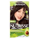 Garnier Nutrisse Ultra Crème, Permanent Hair Dye, 100% Grey Coverage, Vegan Formula, Nourished Hair, Long-Lasting Rich Colour, 400 Dark Neutral Brown, 1 Application, Packaging May Vary