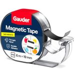 GAUDER Magnetic Tape Dispenser - Self-Adhesive Magnetic Strips for Lightweight Objects - Cuttable Magnet Tape Roll for Attaching Postcards & Photos to Metal Surfaces (6 m x 19 mm)