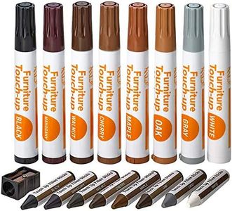 Katzco Furniture Repair Kit Wood Markers - 17 Pcs Set with Sharpener - Furniture Touch Up Markers for Floors, Bedposts, and Molding - Furniture Scratch Repair Markers - Wood Paint for Furniture