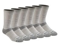 Dickies mens Dri-tech Temperature Regulating Wool Blended Work Crew Socks Multipack, Grey Heather (6 Pairs), Shoe Size: 6-12