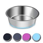 SUOXU Thick Stainless Steel Dog Bowls, Pet Feeding Bowls, Dog Cat Plate Bowls With Non-slip silicone Bases,Puppy cat Feeder Bowls and Water Bowls（S-14cm）