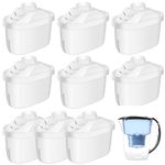 Tujoe 9 Pcs Water Filter Replacement Alkaline Water Filter Water Pitcher Filter Water Filter Cartridge for Drinking Water Improve