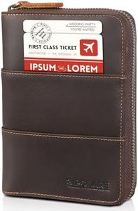 Polare Full Grain Leather Travel Passport Wallet with YKK Zipper and RFID Blocking Document Organizer Holder 2 Passports (Dark Brown)