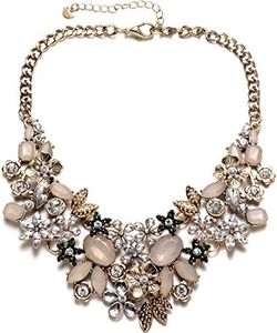 Womens Statement Necklaces Flower Chunky Necklace Floral Bib Necklaces, 20 inch, Metal, Created Opal