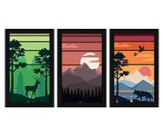 ArtX Paper Landscape Scenic Wall Frame Art Painting, Framed Paintings, Multicolor, Nature, 13 X 25.5 inches(Combined), 8.5 X 13 each, Set of 3