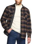 CQR Men's Plaid Flannel Shirt Jacket, Long Sleeve Soft Warm Sherpa/Quilted Lined Jacket, Outdoor Button Up/Zip-Front Jacket