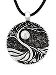 HAQUIL Tree of Life Necklace, Full Moon Tree of Life Medallion Pendant, Faux Leather Cord, Jewelry Gift for Women