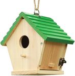 STARSWR Bird House Outside Bluebird House for Outside Clearance, Hanging Birdhouse,Cardinals Wooden Birdhouse with Green Top