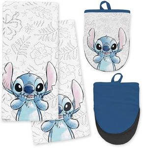 Disney Stitch Cotton Kitchen Towels & Mini Oven Mitts, 4-Piece Set