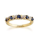 Yellow 9ct Gold 0.55ct Natural Sapphire & Diamond Half Eternity Ring