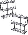 BestNest Panacea 89193 Forged Three-Tier Plant Stands, Black, Pack of 2