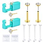 VFUN Disposable Ear Piercing Kit，Ear Piercing Gun，Tragus Piercing Gun Kit with Studs，Safety Surgical Steel Threadless Cartilage Tragus Helix Monroe Earrings Jewelry Silver Gold