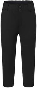 MIVEI 2T - 16Y Girls' Softball Pants - Youth Boys Toddler Baseball Pants Kids Tball Fastpitch Pants with Pocket Belt Loop Black
