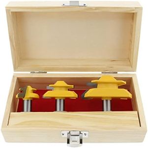 Deadwood Crafted Tools 45 Degree Locking Miter Bit Set - 3Pc 1/2in Wood Router Bits for 3/8 to 1-1/4in Wood Boards