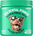 Dog Dental Powder for Teeth Cleaning Plaque Off & Tartar Control Fresh Breath Treatment with Kelp & Calcium Reduce Canine Bad Breath Natural Ingredients All Breeds & Ages 80 Scoops
