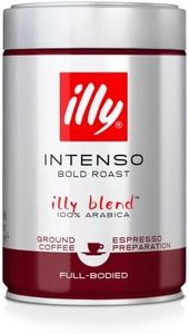 illy Intenso Espresso Dark Roast Ground Coffee, 250 g - Bold and Rich Italian Espresso Blend - 100% Arabica Beans - Perfectly Ground for Espresso Machines - Intense Flavor Profile