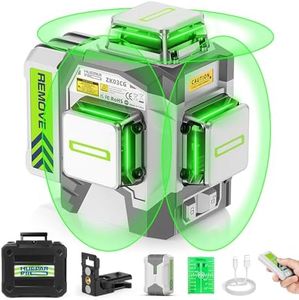 Huepar Pro Laser Level 360, Self Leveling 3 x 360 Green Beam 3D Cross Line Laser Tool, High Accuracy, 8000mAh Rechargeable Li-ion Battery, Remote Control, Hard Carry Case ZK03CG-S