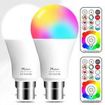 Mobri B22 LED Colour Changing Light Bulbs with Remote Control, 75 Watt Equivalent Bayonet Colour Bulbs with Timing, Memory & Sync, 120 Multi RGB Colours + Daylight White,2 Pack