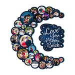BONDING GIFTS Moon Cutout Frame with 31 Photos Personalized Gift MDF Cutout Photo Customized Gift with Your Photos Unique Gift for Anyone Beautiful Home Decor Item (18 inch (45cm))
