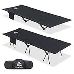 CAMPNACHT Ultralight Camping Cot with Leg Extenders, Aluminum Lightweight Folding Cot for Adults, Portable Backpacking Compact Tent Cot for Outdoor, Black