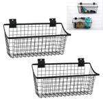 Invech 2Pcs Black Slatwall Baskets, Ventilated Metal Slat Wall Baskets and Bins, Mounted Slatwall Accessories for Storage Display on Garage Slatwall Panels, Shops and Rooms