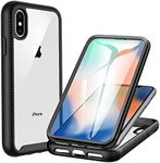 CENHUFO Compatible with iPhone X/XS Case, with Built-in Screen Protector Military Grade Protection Shockproof Clear Cover 360° Full Body Protective Case for iPhone X/XS 5.8 inch -Black