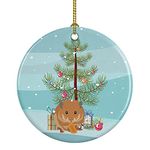 Caroline's Treasures CK4456CO1 Teddy Bear Hamster Merry Christmas Ceramic Ornament, 3 in, Multicolor