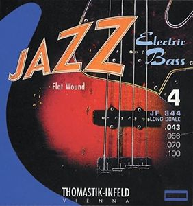 Thomastik-Infeld JF324 Bass Guitar Strings: Jazz Flat Wounds 4-String Short Scale Set; Pure Nickel Flats G, D, A, E Set