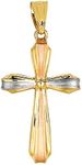 Jewelry Affairs 14k Tricolor Gold Satin And High Polish Finish Cross Pendant