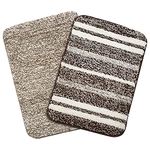 SARAL HOME EASY LIVING Saral Home Microfiber Striped Anti-Skid Set Of 2 Bathmats (Brown,35X50 Cm, Rectangular)