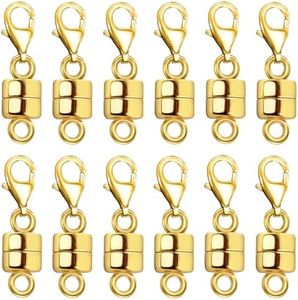 MKCYD Magnetic Necklace Clasp with Lobster Clasp,14K Gold and Silver Magnetic Jewelry Clasps for Necklace Extender Bracelet Closures