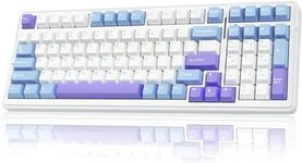 AULA F99 Wireless Mechanical Keyboard | Tri-Mode BT5.0/2.4GHz/USB-C Hot Swappable | Pre-lubed Linear Switches, Gasket Structure | RGB Backlit Gaming Keyboard (Blue+White - Graywood Switch)