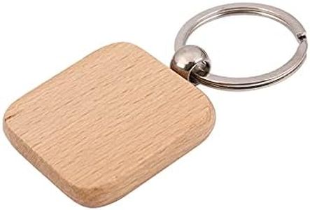 Srrrwunti 60Pcs Blank Square Wooden Keychain DIY Key Tag Gift