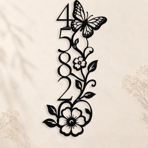 Personalized Butterfly House Numbers Sign, Metal Address Plaque