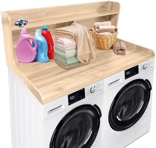 MegaChoice 2-Tier Washer Dryer Countertop, 54" x 27.55" Laundry Countertop with Edge, Wood Washer Dryer Topper for Laundry Room Organization, Natural Wood