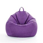 Lukery Bean Bag Chair Bean Bag Cover (No Filler), Solid Color Beanbag Chair, Adults Kids Beanbag Lazy Sofa, Stuffed Animal Storage Bean Bags (110x140cm,Purple)