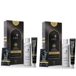 LAFZ Permanent Hair Color | No Ammonia Formula infused with Coffee & Argan oil | 100% Gray Coverage | Long lasting Colour | Smoothness & Shine | For Women & Men | Natural Black, Pack of 2