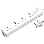 UltraProlink Extension Board | 4 Universal Sockets 2500W | Surge Protector & Spike Guard | 2M/6.5Ft Heavy Duty Cable |Master Switch-Power Strip For Home & Office,7 Volts | Surge Shield | White |UM1047