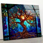 My Photostation.com 48Wx32H'' Tempered Glass Wall Art-Stained Wall Art -Life of Tree Wall Decor-Glass Printing -Large Wall Art-Wall Hangings-Stained Window Decor