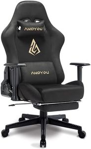 Andyou Chaise de Jeu, Chaise Gaming Ergonomique, Respirante Fauteuil Gamer, avec Repose-Pieds, Coussin Lombaire réglable, Oreiller et accoudoirs, capacité de Charge de 150 kg, Noire