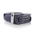 Minky Luxury Heated Throw Blanket - Double, 180cm x 135cm, in Grey - Luxury Fleece Blankets, 10 Heat Settings, Electric Throw, Machine Washable, Cosy Heated Blanket, Electric Blanket