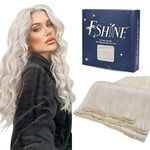 Fshine Real Hair Extensions Clip in 50g 12inch White Blonde Extensions 3pcs Clip in Hair Extensions Human Hair Color 1000 Extensions Double Weft Clip in Hair Extensions for Women