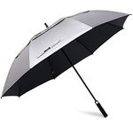 G4Free 68 Inch UV Protection Golf Umbrella Auto Open Vented Double Canopy Extra Large Windproof Umbrella Oversize Sun Umbrellas(Silver/Black,68 Inch)