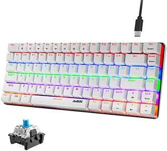 Tastiera meccanica, Tastiera meccanica per giochi con cavo USB retroilluminata a LED Rainbow AK33, tastiera da gioco meccanica compatta a 82 tasti con tasti anti-ghosting (Interruttore Blu, Bianco)