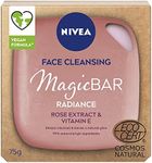 NIVEA MagicBAR Radiance Face Cleansing Bar (75g), Face Cleanser with Rose and Vitamin E, Plastic-Free Facial Cleansing Bar, Facial Cleanser Recyclable Packaging, Face Wash