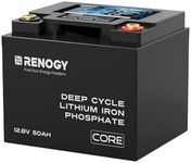 Renogy 12V 50Ah Deep Cycle Lithium Iron Battery, 50ah lifepo4 battery, 5000 Deep Cycles, BMS Upgrade, Backup Power for Trolling motor, Cabin,Marine, Off-Grid Home Energy Storage