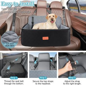 HEGGCOOE Dog Car Seat – Black/Grey Pet Booster for Cars