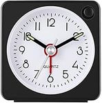 YouJaBz Travel Analog Alarm Clock, Ultra Small Clock with Snooze and Light Function, Super Silent Non Ticking, Battery Operated, Easy to Setup